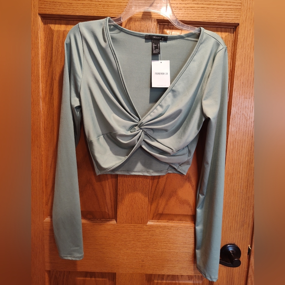 Forever 21 Green Twist-Front Blouse